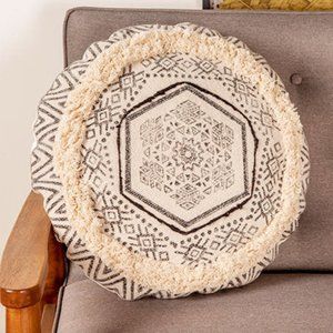 NWT $120 UMA KNITTED PATTERN COTTON CUSHION POUF - Set of 2!